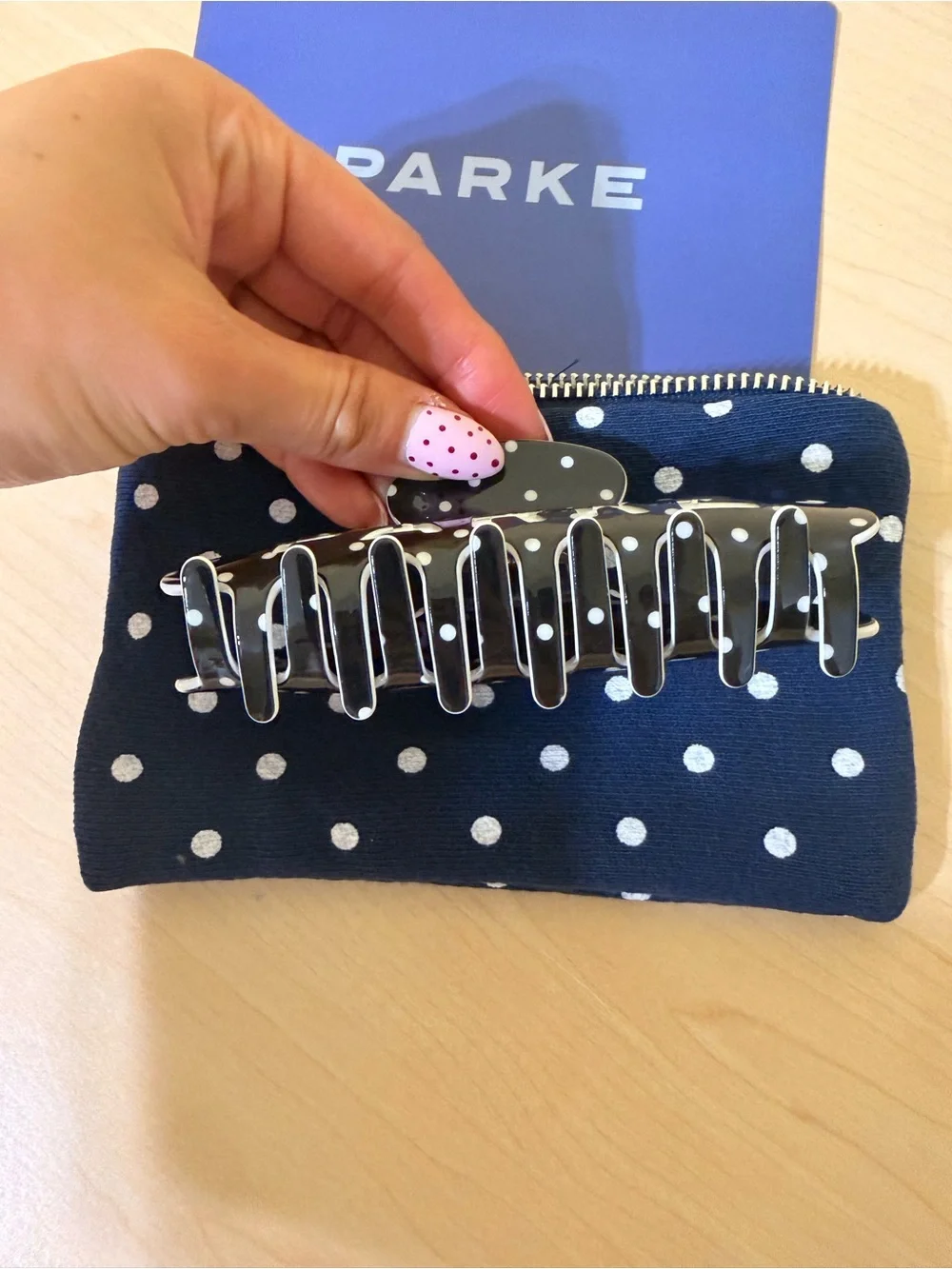 PARKE Black White Polka Dot Claw Clip - Brand New